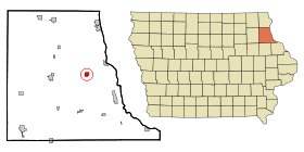 Clayton County Iowa Incorporated and Unincorporated areas Garnavillo Highlighted.svg