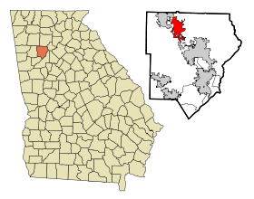 Cobb County Georgia Incorporated and Unincorporated areas Kennesaw Highlighted.svg
