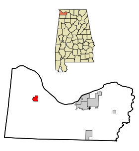 Colbert County Alabama Incorporated and Unincorporated areas Cherokee Highlighted.svg