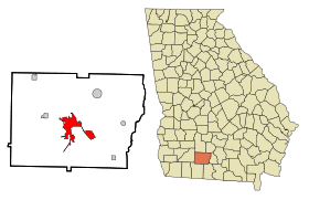 Colquitt County Georgia Incorporated and Unincorporated areas Moultrie Highlighted.svg