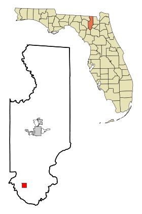 Columbia County Florida Incorporated and Unincorporated areas Fort White Highlighted.svg