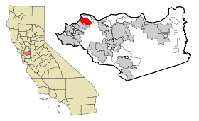 Contra Costa County California Incorporated and Unincorporated areas Rodeo Highlighted.svg