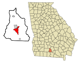 Cook County Georgia Incorporated and Unincorporated areas Adel Highlighted.svg