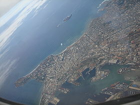 Vue aérienne des installations portuaires