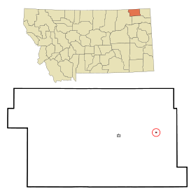 Daniels County Montana Incorporated and Unincorporated areas Flaxville Highlighted.svg