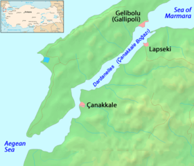 Localisation de Lampsaque (près de Lapseki)