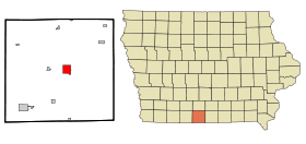 Decatur County Iowa Incorporated and Unincorporated areas Leon Highlighted.svg