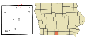 Decatur County Iowa Incorporated and Unincorporated areas Weldon Highlighted.svg