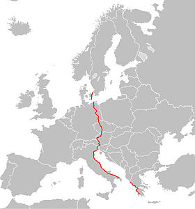 Itinéraire de la route européenne 55