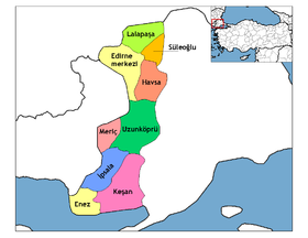 Districts de la province d’Edirne