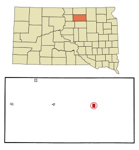 Edmunds County South Dakota Incorporated and Unincorporated areas Ipswich Highlighted.svg