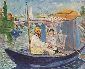 Image illustrative de l'article Claude Monet peignant dans son atelier