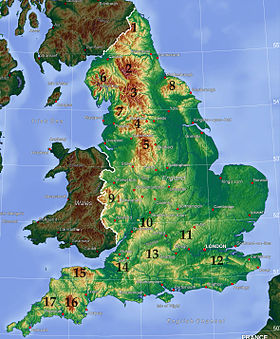 carte : Géographie de l'Angleterre