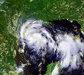 La tempête tropicale Erin le 15 août à 19h39 UTC. NOAA.