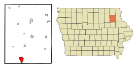 Fayette County Iowa Incorporated and Unincorporated areas Oelwein Highlighted.svg