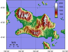 Carte topographique de l'île Fergusson.