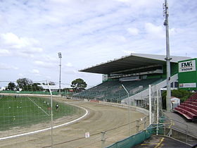 Vue du FMG stadium, le stade de rugby de l'Arena Manawatu