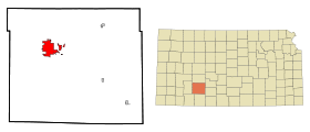 Ford County Kansas Incorporated and Unincorporated areas Dodge City Highlighted.svg