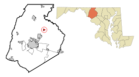 Frederick County Maryland Incorporated and Unincorporated areas Woodsboro Highlighted.svg