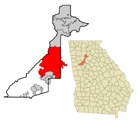 Fulton County Georgia Incorporated and Unincorporated areas Atlanta Highlighted.svg