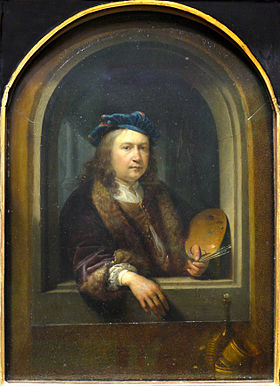 Autoportrait à la palette dans une niche.Tableau maladroitement agrandi au XVIIIe siècle, Paris, Musée du Louvre.