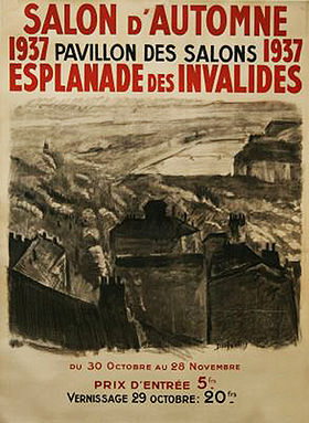 Vue de Lyon  Fusain de Georges Dufrénoy Affiche de 1937
