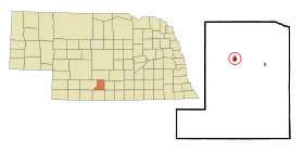 Gosper County Nebraska Incorporated and Unincorporated areas Elwood Highlighted.svg