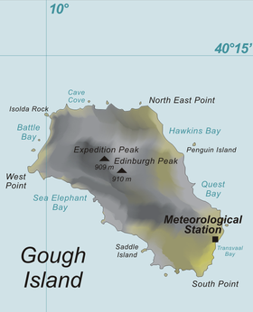 Carte topographique de l'île Gough