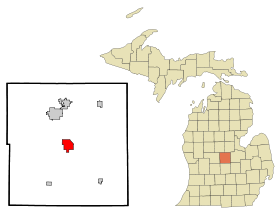 Gratiot County Michigan Incorporated and Unincorporated areas Ithaca Highlighted.svg
