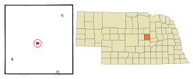 Greeley County Nebraska Incorporated and Unincorporated areas Greeley Center Highlighted.svg