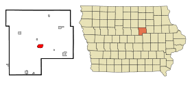 Grundy County Iowa Incorporated and Unincorporated areas Grundy Center Highlighted.svg