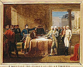 Traité de Leoben, 17 avril 1797. Esquisse pour un tableau commandé en 1806 pour la salle des conférences du Corps législatif et conservé au musée de Versailles. Guillaume Guillon Lethière, 1806.
