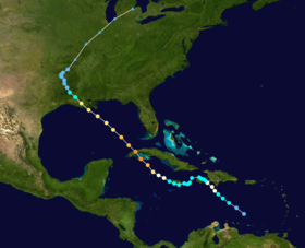 Trajectoire totale de l'ouragan Gustav