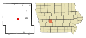 Guthrie County Iowa Incorporated and Unincorporated areas Guthrie Center Highlighted.svg