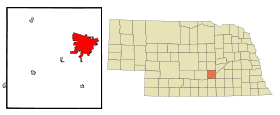 Hall County Nebraska Incorporated and Unincorporated areas Grand Island Highlighted.svg