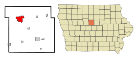 Hamilton County Iowa Incorporated and Unincorporated areas Webster City Highlighted.svg