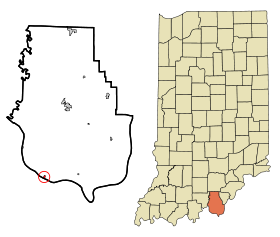 Harrison County Indiana Incorporated and Unincorporated areas Mauckport Highlighted.svg