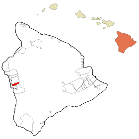 Hawaii County Hawaii Incorporated and Unincorporated areas Kealakekua Highlighted.svg