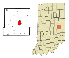 Henry County Indiana Incorporated and Unincorporated areas New Castle Highlighted.svg