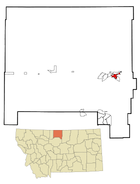 Hill County Montana Incorporated and Unincorporated areas Havre Highlighted.svg