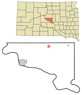 Hughes County South Dakota Incorporated and Unincorporated areas Blunt Highlighted.svg