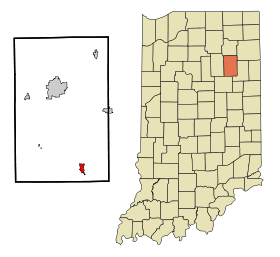 Huntington County Indiana Incorporated and Unincorporated areas Warren Highlighted.svg