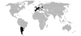 Pays où l'on trouve des fédérations anarchistes membres de l'IFA