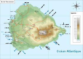 Carte de l'île de l'Ascension.
