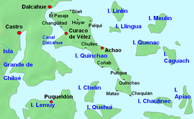 Carte de Quinchao et des îles environnantes