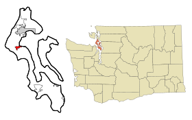 Island County Washington Incorporated and Unincorporated areas Coupeville Highlighted.svg