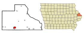 Jackson County Iowa Incorporated and Unincorporated areas Maquoketa Highlighted.svg