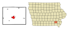Jefferson County Iowa Incorporated and Unincorporated areas Fairfield Highlighted.svg