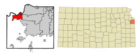 Johnson County Kansas Incorporated and Unincorporated areas De Soto Highlighted.svg