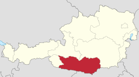 Localisation de la Carinthie sur la carte de l'Autriche